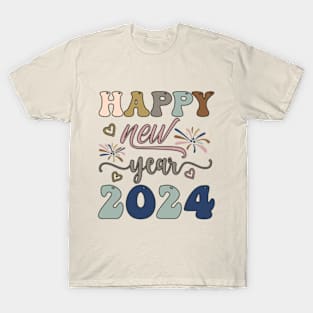 Happy New Year 2024 Groovy T-Shirt